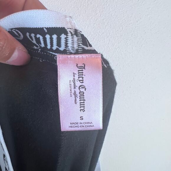 Juicy Couture Two Piece Set Hoodie Top Pants Velour Velvet Black Crystal Soft S - Picture 12 of 12